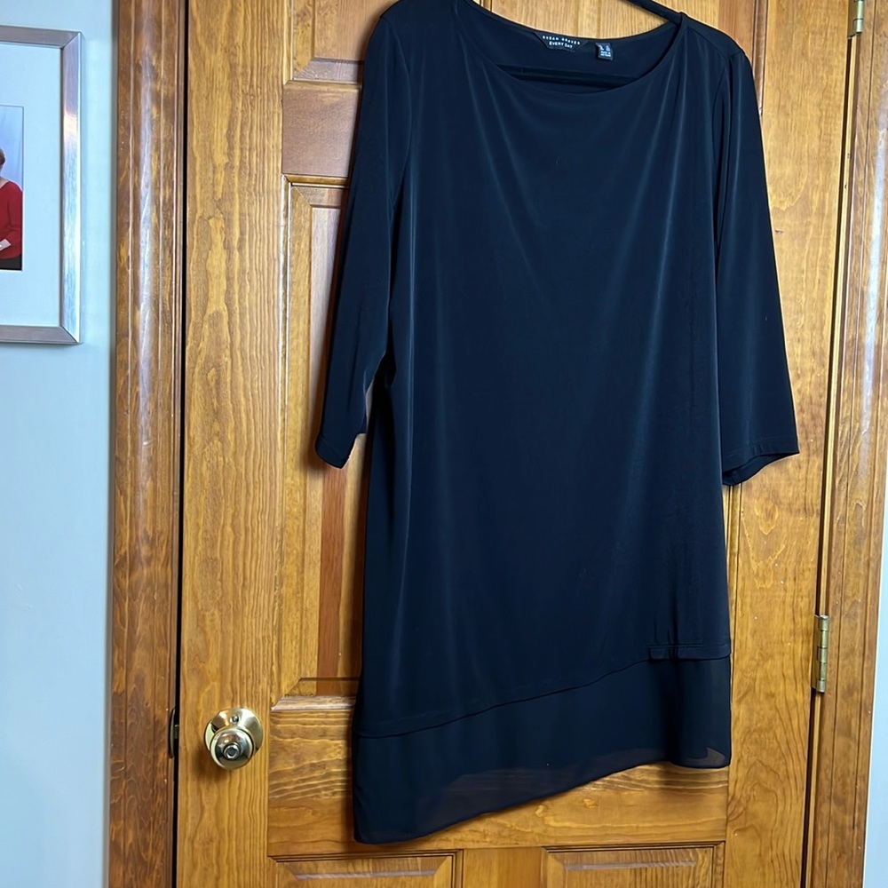 Women's Black Susan Graver Every Day Asymmetrical Hem Tunic Liquid Knit Size 1X